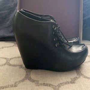 Bakers Black Wedge Shoes